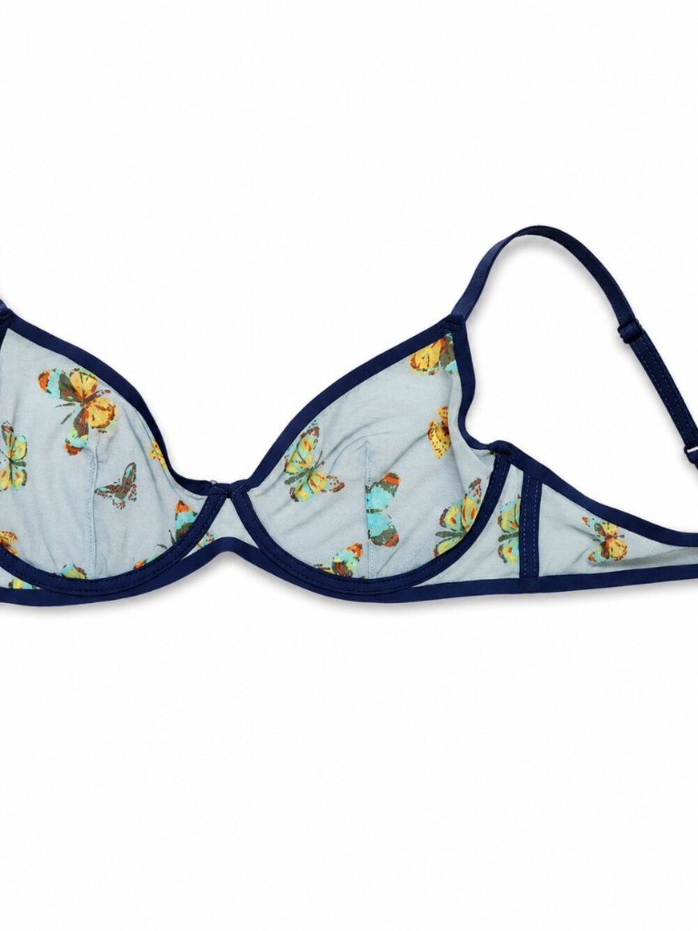 Urban outfitters Butterfly Mesh Underwire Bra 36B Blue Sheer Unlined Bralette - Picture 1 of 7